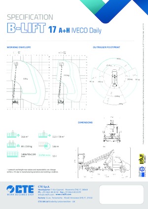 Telescoophoogwerkers op vrachtwagens CTE B-LIFT 17 A+H
