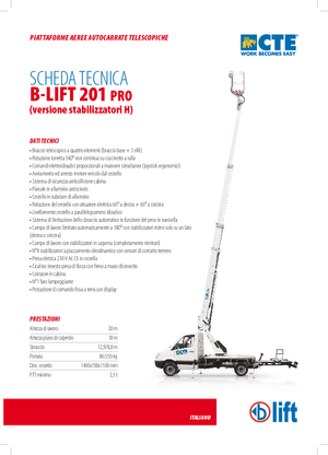 Telescoophoogwerkers op vrachtwagens CTE B-Lift 201 Pro-H
