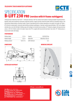 Telescoophoogwerkers op vrachtwagens CTE B-Lift 230 Pro-H