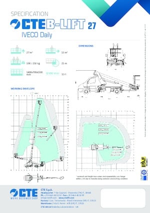 Telescoophoogwerkers op vrachtwagens CTE B-Lift 27