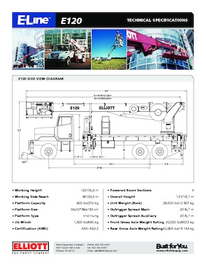 Telescoophoogwerkers op vrachtwagens Elliott Equipment E120 E-Line
