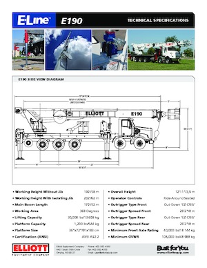 Telescoophoogwerkers op vrachtwagens Elliott Equipment E190 E-Line
