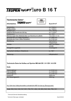 Telescoophoogwerkers op vrachtwagens TEUPEN Euro B 16 T