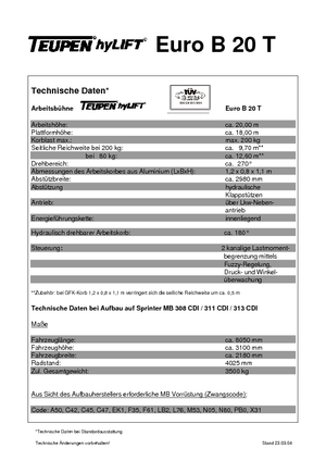 Telescoophoogwerkers op vrachtwagens TEUPEN Euro B 20 T