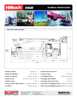 Telescoophoogwerkers op vrachtwagens Elliott Equipment H90R HiReach