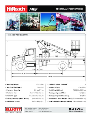 Telescoophoogwerkers op vrachtwagens Elliott Equipment I40F HIREACH