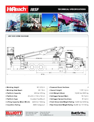 Telescoophoogwerkers op vrachtwagens Elliott Equipment I85F HiReach