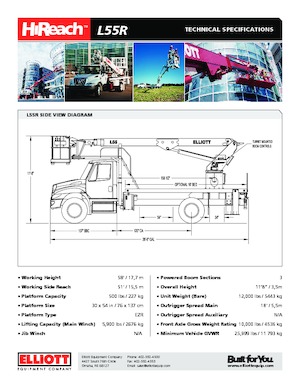 Telescoophoogwerkers op vrachtwagens Elliott Equipment L55R HiReach 
