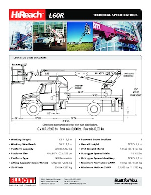 Telescoophoogwerkers op vrachtwagens Elliott Equipment L60R HiReach 