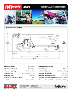 Telescoophoogwerkers op vrachtwagens Elliott Equipment M85 HiReach 