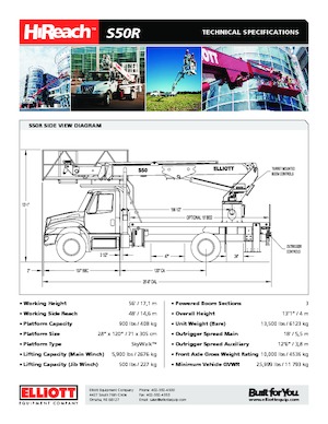 Telescoophoogwerkers op vrachtwagens Elliott Equipment S50R SkyWalk