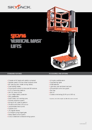 Enkele mast verticale hoogwerkers Skyjack SJ 12