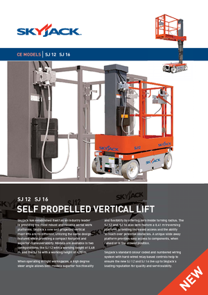 Enkele mast verticale hoogwerkers Skyjack SJ 12