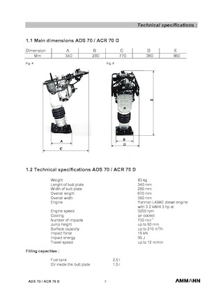 Benzine en Diesel Trilstampers Ammann ADS 70