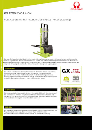 Walkie stapelaars PRAMAC Lifter GX 12/29 Evo Li-Ion