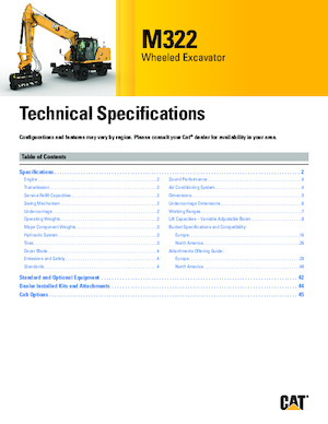 Mobiele graafmachines Caterpillar M322
