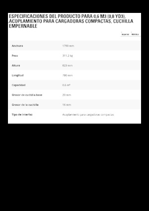 Bakken voor wielladers Caterpillar 0.6 m3