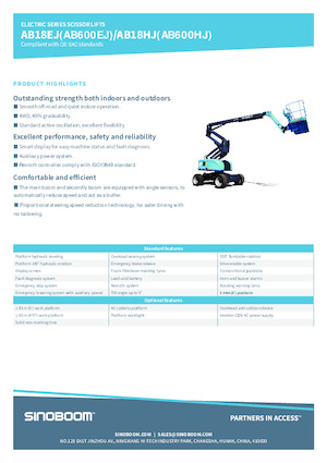 Knikarmhoogwerkers op wielen Sinoboom AB18HJ 
