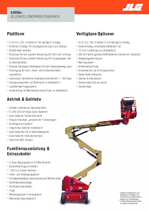 Knikarmhoogwerkers op wielen JLG E400AN
