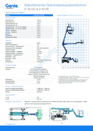 Knikarmhoogwerkers op wielen Genie Z-45 DC