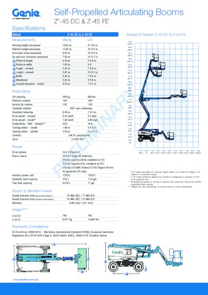 Knikarmhoogwerkers op wielen Genie Z-45 DC
