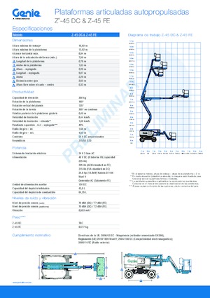 Knikarmhoogwerkers op wielen Genie Z-45 DC