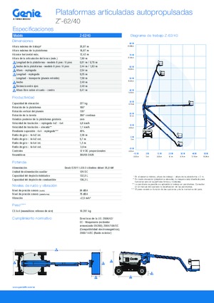 Knikarmhoogwerkers op wielen Genie Z-62/40