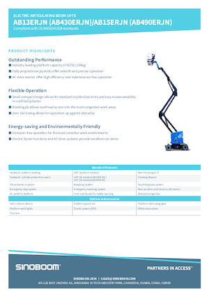 Knikarmhoogwerkers op wielen Sinoboom AB15ERJN