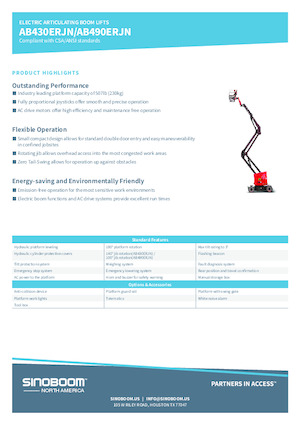 Knikarmhoogwerkers op wielen Sinoboom AB490ERJN