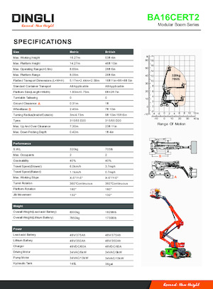 Knikarmhoogwerkers op wielen Dingli BA16CERT2