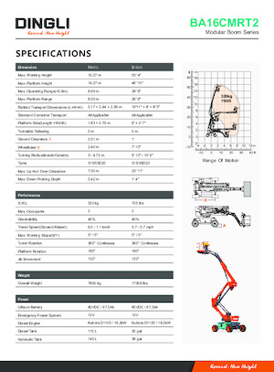 Knikarmhoogwerkers op wielen Dingli BA16CMRT2