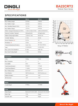 Knikarmhoogwerkers op wielen Dingli BA22CRT2