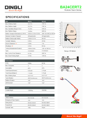 Knikarmhoogwerkers op wielen Dingli BA24CERT2