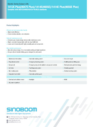 Verrijdbare schaarliften Sinoboom 1412E Plus 