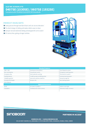 Verrijdbare schaarliften Sinoboom 1530SE