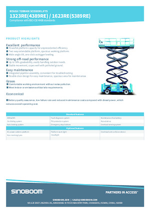 Verrijdbare schaarliften Sinoboom 1623RE 