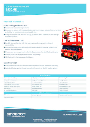 Verrijdbare schaarliften Sinoboom 1932ME