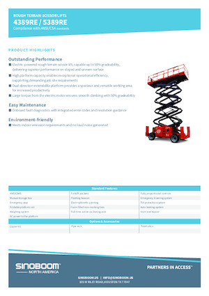 Verrijdbare schaarliften Sinoboom 5389RE