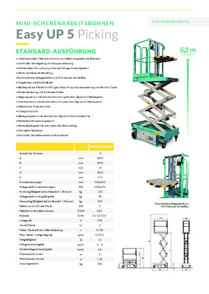 Verrijdbare schaarliften Imer Easy UP 5 Picking