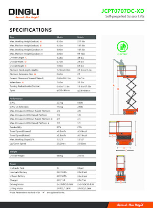 Verrijdbare schaarliften Dingli JCPT0707DC-XD