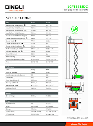Verrijdbare schaarliften Dingli JCPT1418DC