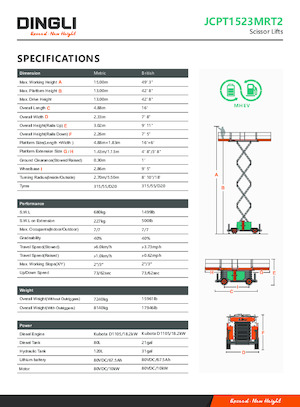 Verrijdbare schaarliften Dingli JCPT1523MRT2