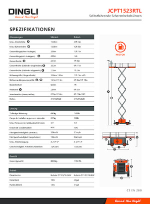 Verrijdbare schaarliften Dingli JCPT1523RTL