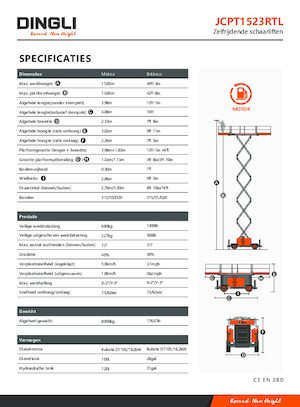 Verrijdbare schaarliften Dingli JCPT1523RTL