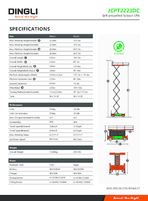 Verrijdbare schaarliften Dingli JCPT2223DC