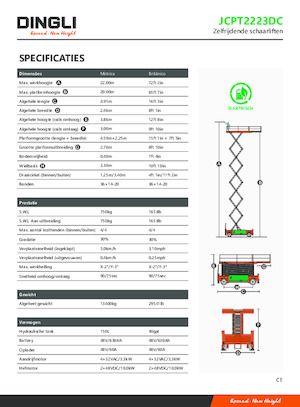 Verrijdbare schaarliften Dingli JCPT2223DC