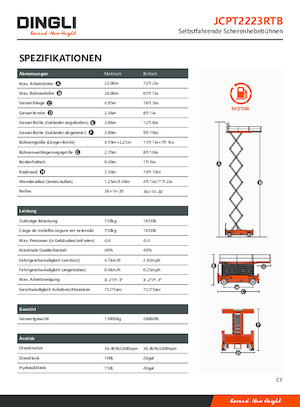 Verrijdbare schaarliften Dingli JCPT2223RTB