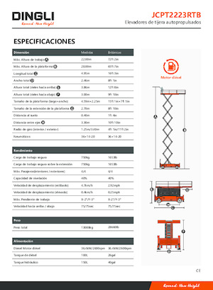 Verrijdbare schaarliften Dingli JCPT2223RTB