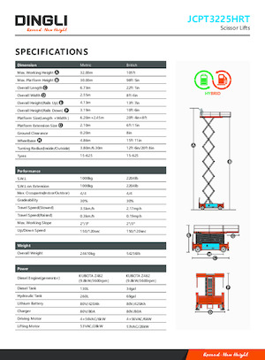 Verrijdbare schaarliften Dingli JCPT3225HRT