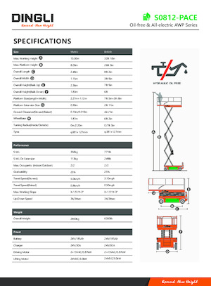 Verrijdbare schaarliften Dingli S0812-PACE